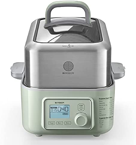 BUYDEEM G563 5-Quart Electric Food Steamer for Cooking, Stainless Steel Steamer Tray & Glass Lid, Cozy Greenish, 1500W!

Brand new in the box 