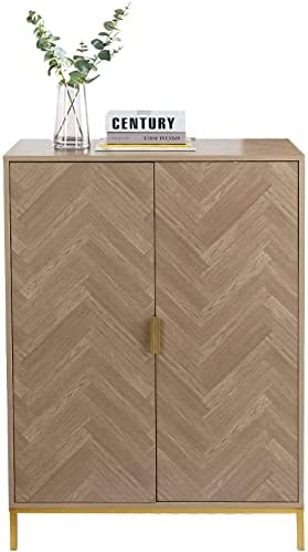 Anmytek 2 Door Wood Accent Storage Cabinet, 43" H Natural Oak Tall Sideboard Furniture with Adjustable Shelves for Living Room Kitchen!

-Brand new in the box 