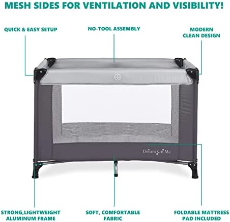 Dream On Me Nest Portable Play Yard With Carry Bag And Shoulder Strap, Grey!

-Brand new in the box 