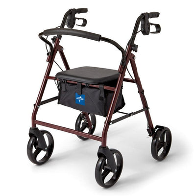 Medline Strong Steel Rollator, Folding Rolling Walker, 8" Wheels, 350lb Weight Capacity, Red Frame!

-Brand new and assembled