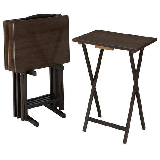 Mainstays Walnut 5-Piece Folding TV Tray Table Set, 19 x 15 x 26 Inch!

-Brand new in the box 