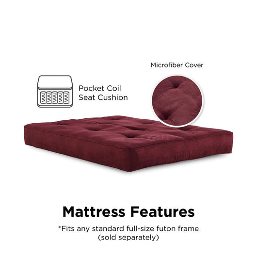 River Street Designs 8 Inch Independently Encased Coil Futon Mattress, Red Microfiber, Full Size!

-Brand new in the box 