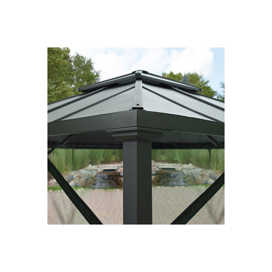 Better Homes & Gardens Sullivan Ridge 8' x 8' Steel Hard Top Gazebo with Netting, Black!