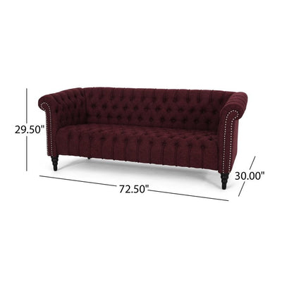 Noble House Slate Fabric Tufted 3 Seater Sofa, Wine, Black Feet!

-Brand new and assembled