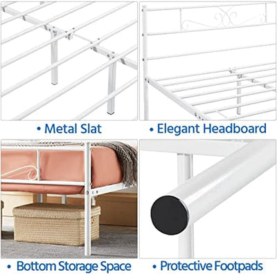 Classic Metal Platform Bed Frame with Headboard and Footboard for Adults Girl/Boy, Full Size White!

-Brand new in the box 
