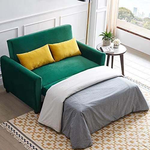 Merax 57" Modern Velvet Sleeper Sofa Bed, Convertible Sleeper Sofa Couch!