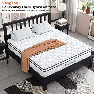 Vesgantti 9 Inch Multilayer Hybrid Full Mattress, Ergonomic Design with Breathable Foam and Pocket Spring/Medium Plush Feel!