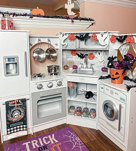 KidKraft Ultimate Corner Wooden Play Kitchen with Lights & Sounds, Play Phone and Curtains, White ,Gift for Ages 3+!

-Brand new in the box 