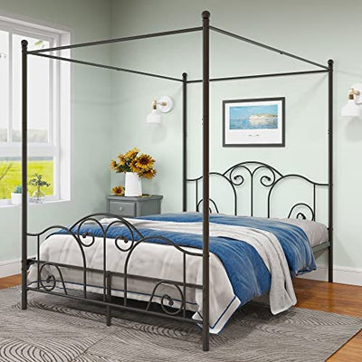 Beautiplove Metal Four Post Canopy Bed Frame Queen Size with Ornate European Style, Black!

-Brand new in the box 