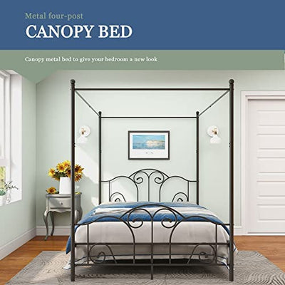 Beautiplove Metal Four Post Canopy Bed Frame Queen Size with Ornate European Style, Black!

-Brand new in the box 