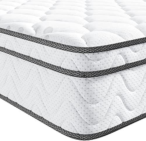 Vesgantti 9 Inch Multilayer Hybrid Full Mattress, Ergonomic Design with Breathable Foam and Pocket Spring/Medium Plush Feel!
