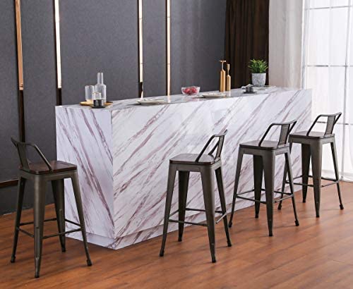 Yongchuang Swivel Bar Stools with Backs Bar Height Stools Set of 4 Industrial Metal Barstools Bar Chairs (Swivel 30", Wood Top Gunmetal)!

-Brand new in the box 