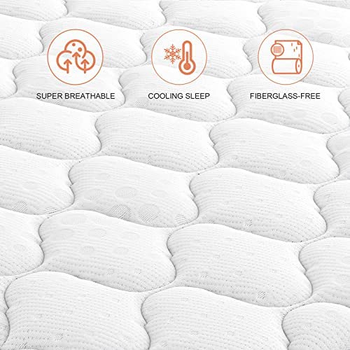 Vesgantti 9 Inch Multilayer Hybrid Full Mattress, Ergonomic Design with Breathable Foam and Pocket Spring/Medium Plush Feel!