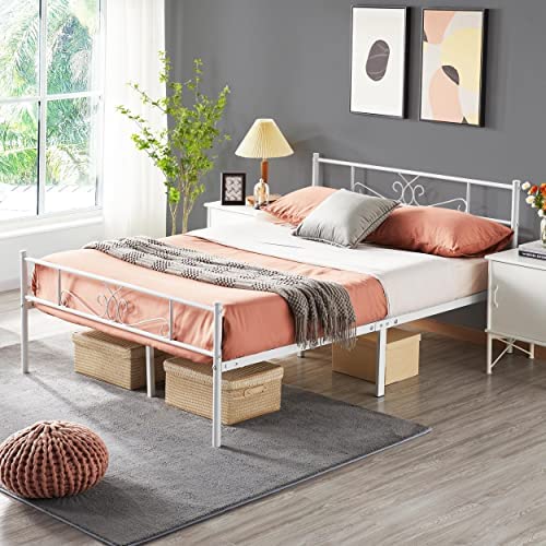 Classic Metal Platform Bed Frame with Headboard and Footboard for Adults Girl/Boy, Full Size White!

-Brand new in the box 