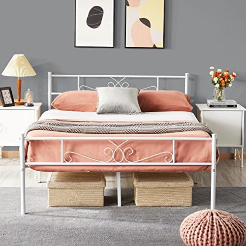 Classic Metal Platform Bed Frame with Headboard and Footboard for Adults Girl/Boy, Full Size White!

-Brand new in the box 