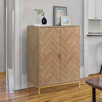 Anmytek 2 Door Wood Accent Storage Cabinet, 43" H Natural Oak Tall Sideboard Furniture with Adjustable Shelves for Living Room Kitchen!

-Brand new in the box 
