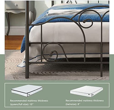 Beautiplove Metal Four Post Canopy Bed Frame Queen Size with Ornate European Style, Black!

-Brand new in the box 