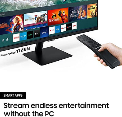SAMSUNG M5 Series 27-Inch FHD 1080p Smart Monitor & Streaming TV (Tuner-Free), Netflix, HBO, Prime Video, & More, Apple Airplay, Bluetooth, Built-in Speakers, Remote Included!