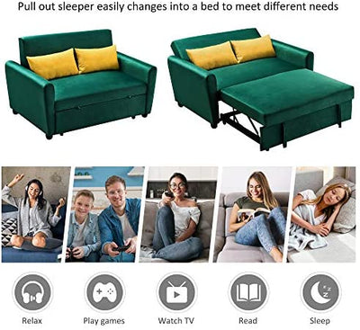 Merax 57" Modern Velvet Sleeper Sofa Bed, Convertible Sleeper Sofa Couch!