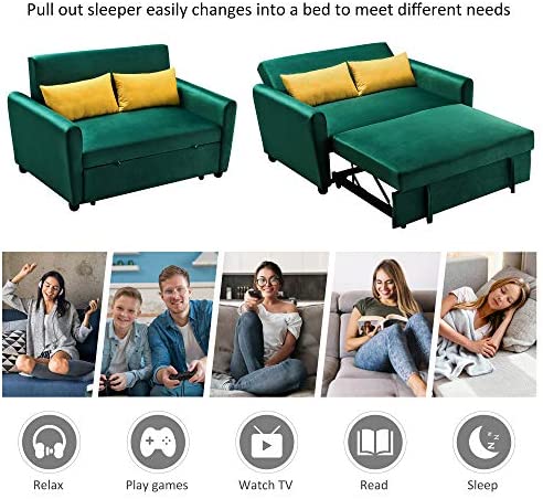 Merax 57" Modern Velvet Sleeper Sofa Bed, Convertible Sleeper Sofa Couch!