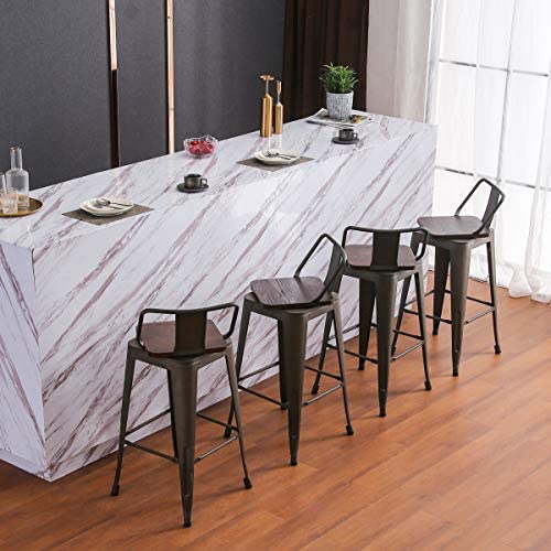 Yongchuang Swivel Bar Stools with Backs Bar Height Stools Set of 4 Industrial Metal Barstools Bar Chairs (Swivel 30", Wood Top Gunmetal)!

-Brand new in the box 