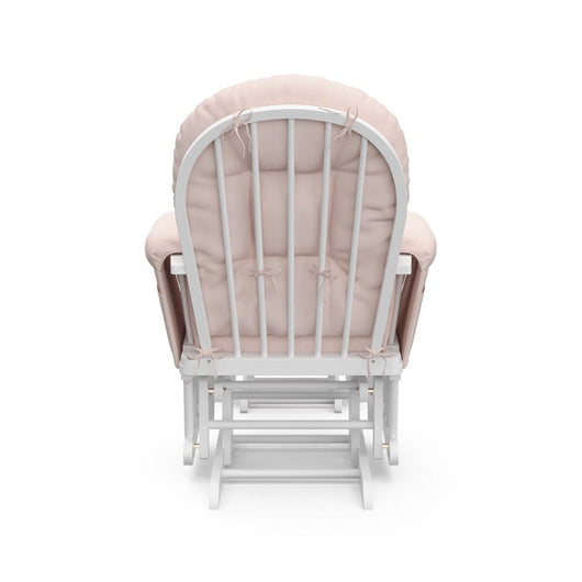 Storkcraft Hoop Glider and Ottoman, White Finish with Light Pink Cushions!

-Brand new in the box 