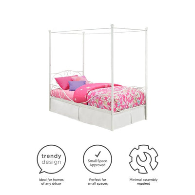 Elm & Oak Metal Canopy Kids Poster Bed, Twin, White!

-Brand new in the box 