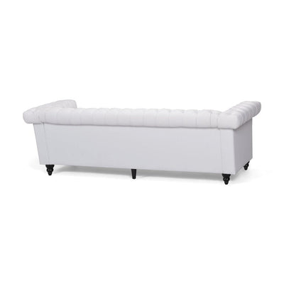 Noble House Kabella Tufted Chesterfield Faux Leather 3 Seater Sofa, White!    THIS SELLS FOR $518 AT WALLYWORLD!  ONLY $279 AT THE BIG CATCH !