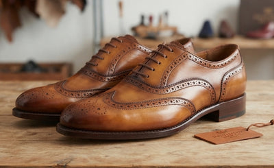 Hand Dyed Shoe Co. Men's Tan Wingtip Brogue Leather Shoes