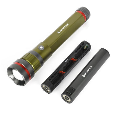 Swiss Tech 6500 Lumen Dual Power Rechargeable LED Flashlight with Charging Bank!

-Brand new in the box 