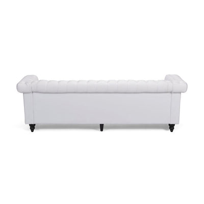 Noble House Kabella Tufted Chesterfield Faux Leather 3 Seater Sofa, White!    THIS SELLS FOR $518 AT WALLYWORLD!  ONLY $279 AT THE BIG CATCH !