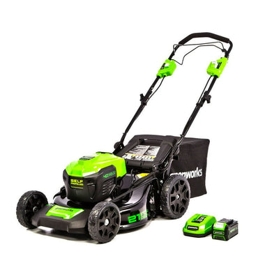 Greenworks 40V 21-inch Brushless Self-Propelled Lawn Mower W/5.0 Ah Battery & Charger! (NEW)

-Brand new, but is missing the Mulcher & side discharge attatments, photos shown!