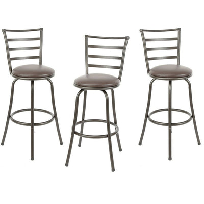 Mainstays Adjustable 24" or 29" Swivel Barstool, Bronze Finish and PU Leather, Set of 3!

-Brand new in the box 