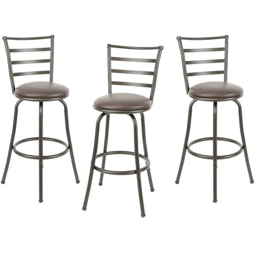 Mainstays Adjustable 24" or 29" Swivel Barstool, Bronze Finish and PU Leather, Set of 3!

-Brand new in the box 