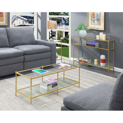 Convenience Concepts Royal Crest Coffee Table, Clear Glass and Gold!

-Brand new in the box 