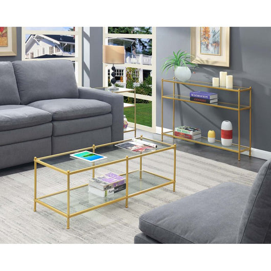 Convenience Concepts Royal Crest Coffee Table, Clear Glass and Gold!

-Brand new in the box 