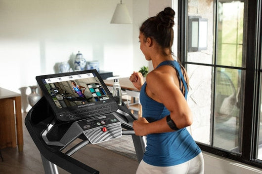 ProForm Pro 9000 Smart Treadmill!

-Brand new and already assembled! -(Has a small chip in plastic and color is rubbed off some under display Numbers, photos shown)