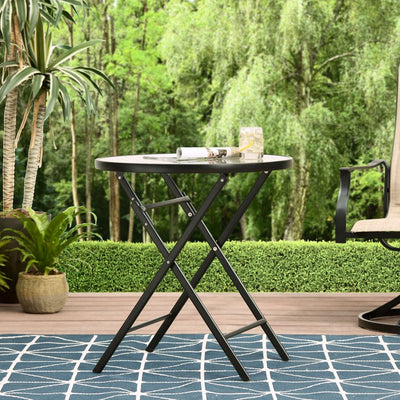 Mainstays 26" Greyson Square Glass and Steel Round Bistro Folding Table!

-Brand new in the box 