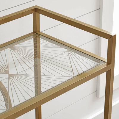 Better Homes & Gardens Nola Mid-Century Metal & Glass Bar Cart, Gold!

-Brand new in the box 