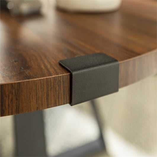 Walker Edison 30" Metal Wrap Round Coffee Table - Dark Walnut with Black Base!

-Brand new and assembled