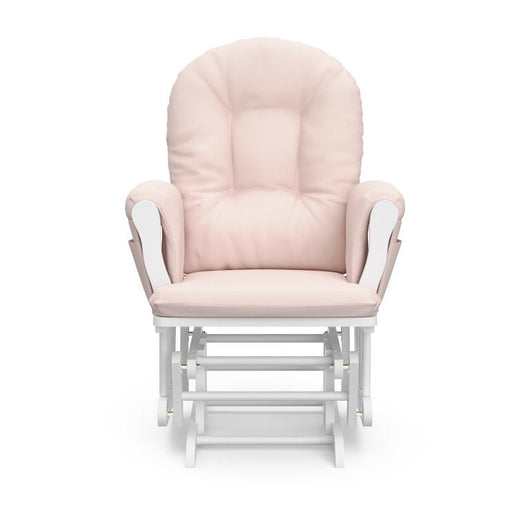 Storkcraft Hoop Glider and Ottoman, White Finish with Light Pink Cushions!

-Brand new in the box 