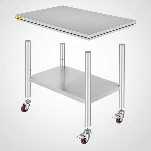 VEVOR Stainless Steel Work Table 36x24 Inch Food Prep Station!

-Brand new and assembled but does have one small indent on the bottom shelf, photos shown