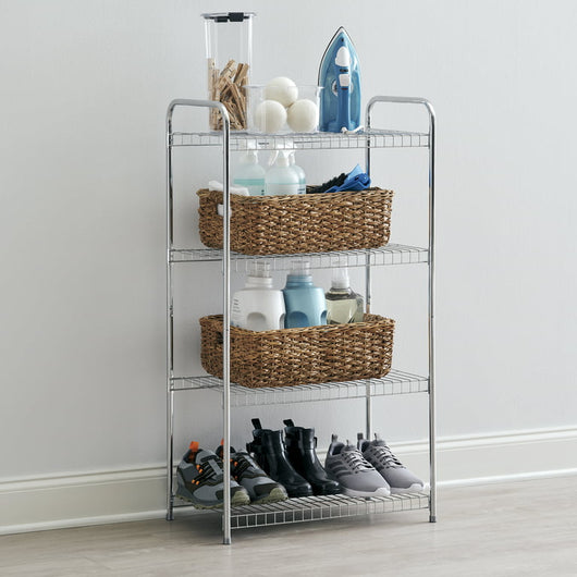 Rubbermaid Freestanding 4-Tier Multipurpose Wire Shelving Unit, Satin Nickel. For Closet Organization!

-Brand new in the box 