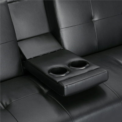 Yaheetech Modern Faux Leather Futon Sofa Bed with Armrest Home Recliner Couch Home Furniture, Black!! NEW IN THE BOX!!