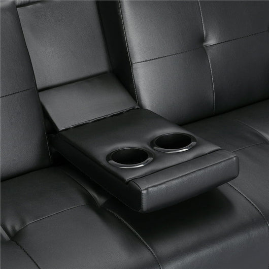 Yaheetech Modern Faux Leather Futon Sofa Bed with Armrest Home Recliner Couch Home Furniture, Black!! NEW IN THE BOX!!
