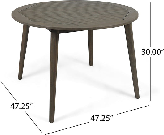 Christopher Knight Home Nick Outdoor Acacia Wood Round Dining Table, Gray Finish!

-Brand new in the box
