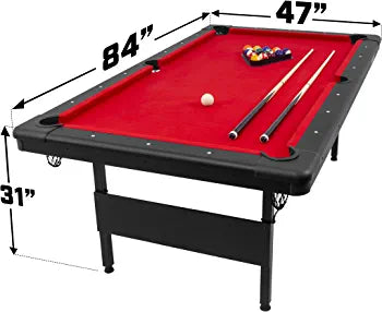 GoSports Mid-Size Billiards Game Tables - Foldable Design, Includes Full Set of Pool Balls, 2 Cue Sticks, Chalk, and Felt Brush!

-Brand new right out of the box, but one corner does have a very small blemish, photos shown