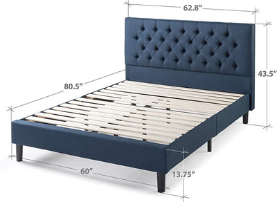 ZINUS Misty Upholstered Platform Bed Frame / Mattress Foundation / Wood Slat Support / No Box Spring Needed / Easy Assembly, Navy, Queen!

-Brand new in the box 