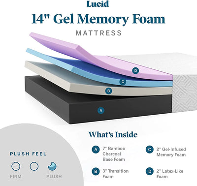 Lucid 14 Inch King Mattress – Plush Memory Foam Mattress – Bamboo Charcoal Foam – Gel Infused – Hypoallergenic Foam Mattress– Bed-In-A-Box- CertiPUR-US Certified!

-Brand new in the box 