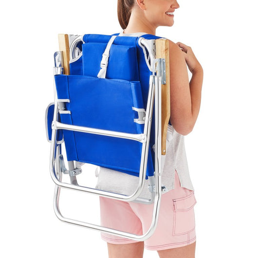 Mainstays Reclining Comfort Height Backpack Canopy Beach Chair, Blue!  -Brand new out of the box!